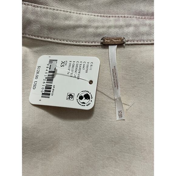 Free People Kenny Slim Women's Denim Light Purple Wash Stretch Top Size XS NEW - Picture 5 of 8